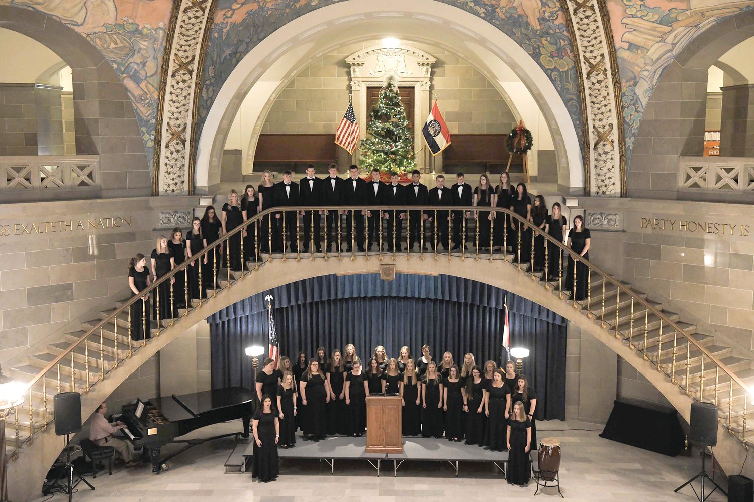 The Mountain Grove Choir performed inside the Missouri State Capitol in Jefferson City.